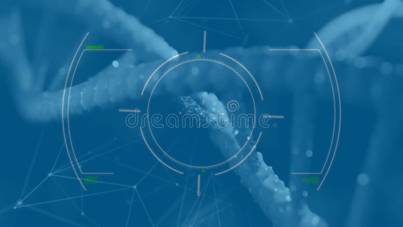 Binary coding and DNA strand animation processing scientific data in laboratory royalty free illustration