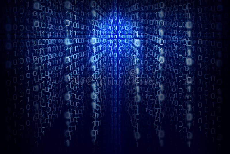 Binary computer code - Matrix Blue Abstract background