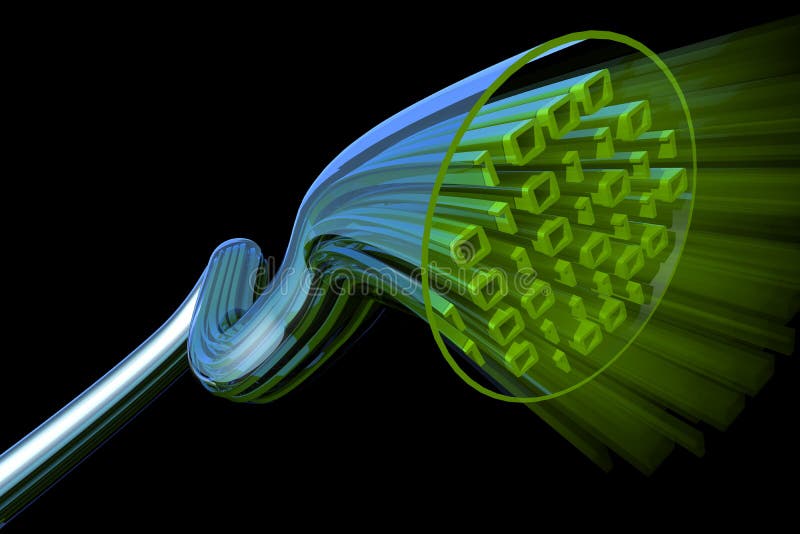 Binary data flowing through optical wire