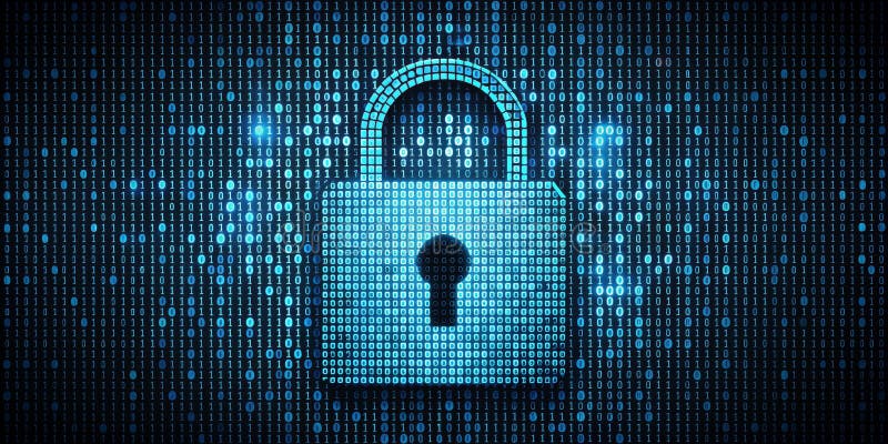 Binary Lock Blue Padlock in Digital Code , confidential, web, protection, encryption, software , This photo was created using generative AI.