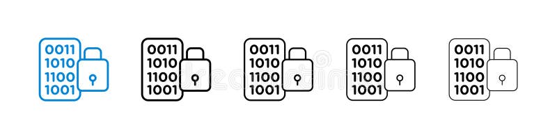 Binary Lock icon isolated on white background stock illustration
