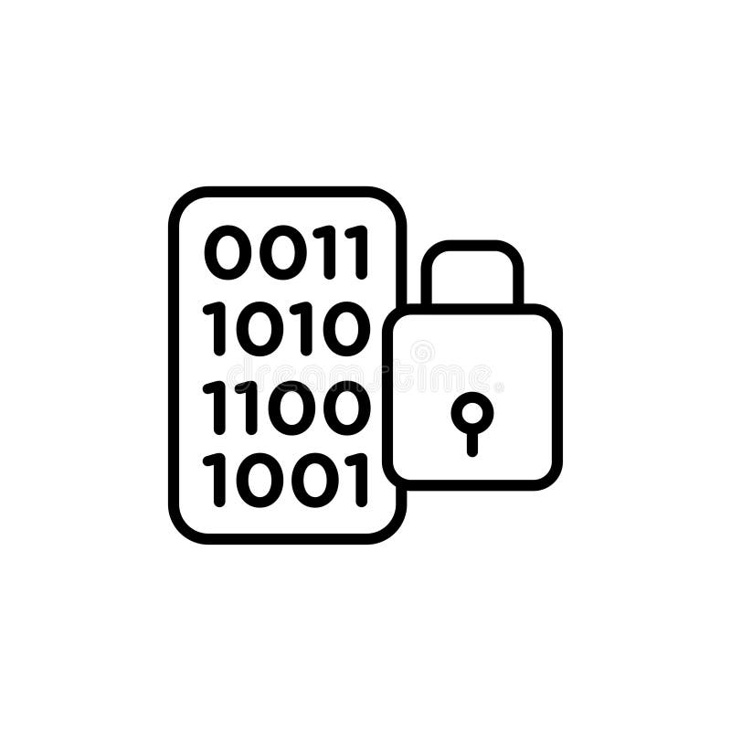 Binary Lock icon isolated on white background stock illustration