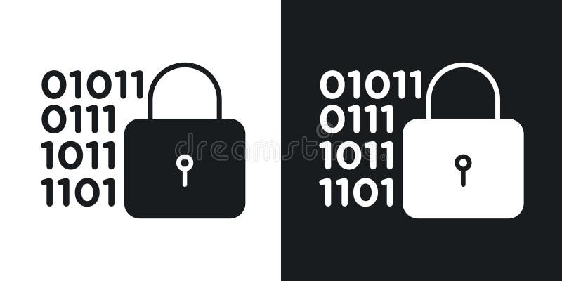 Binary Lock icon isolated on white background stock illustration