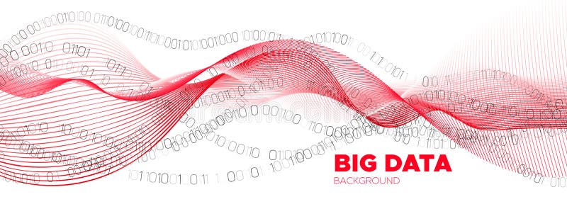 Binary Number Wallpaper. Red Tech Poster. stock illustration