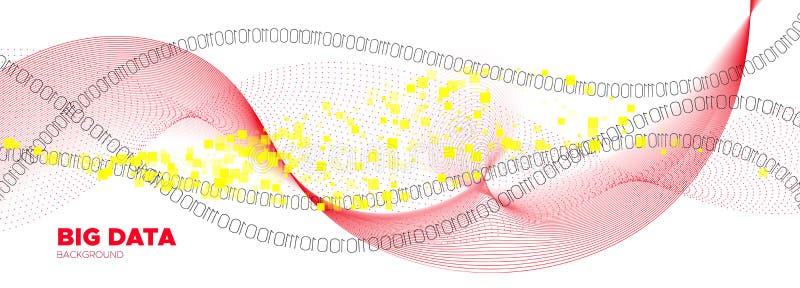 Binary Numbers Movement. Yellow Tech Banner. stock illustration