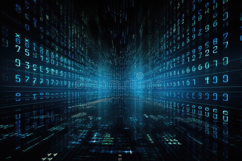 Binary Realistic tech colorful background modern devices. royalty free illustration.