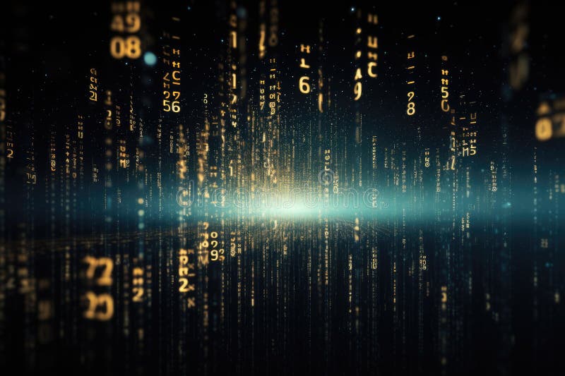 Binary Realistic tech colorful background modern devices. royalty free illustration.