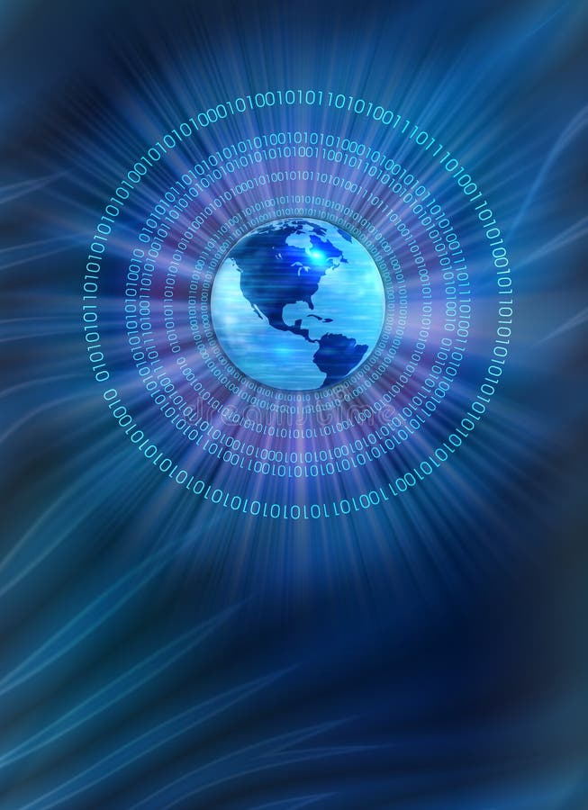Binary world - blue background stock illustration