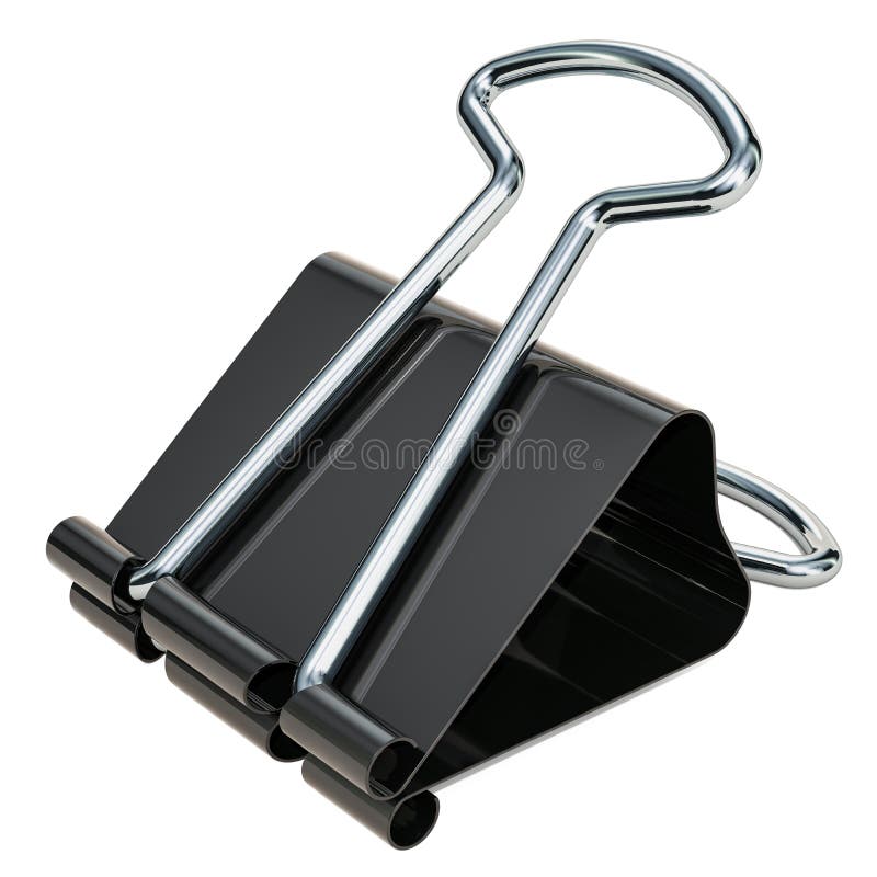 Binder clip, 3D rendering stock illustration. Illustration of clip