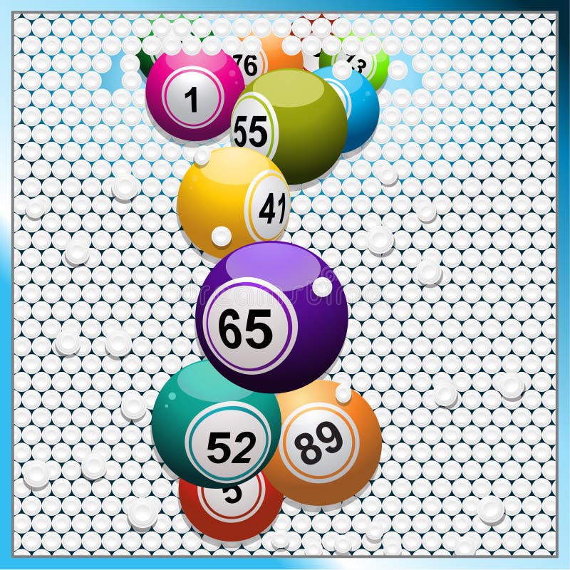 Bingo Balls Breaking a White 3D Circular Tiles Wall Stock Illustration