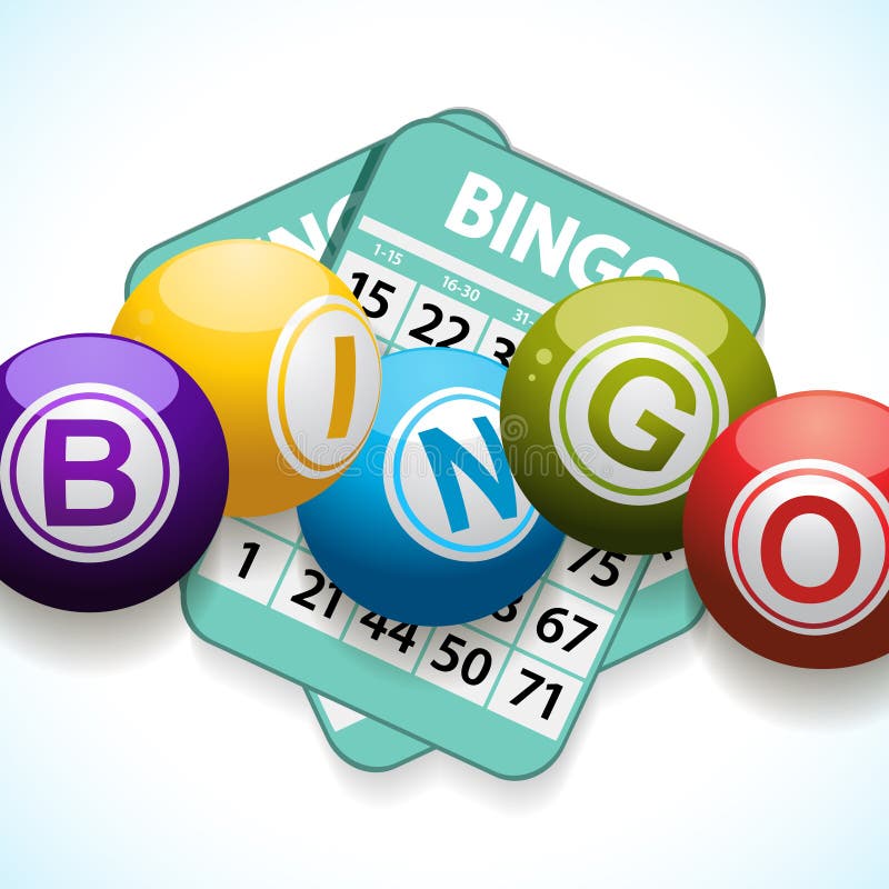 Bingo Balls and Card on a White Background Stock Vector Illustration