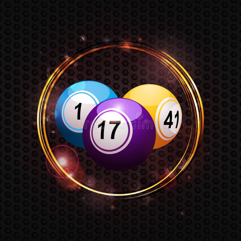 Bingo balls over glowing circle background