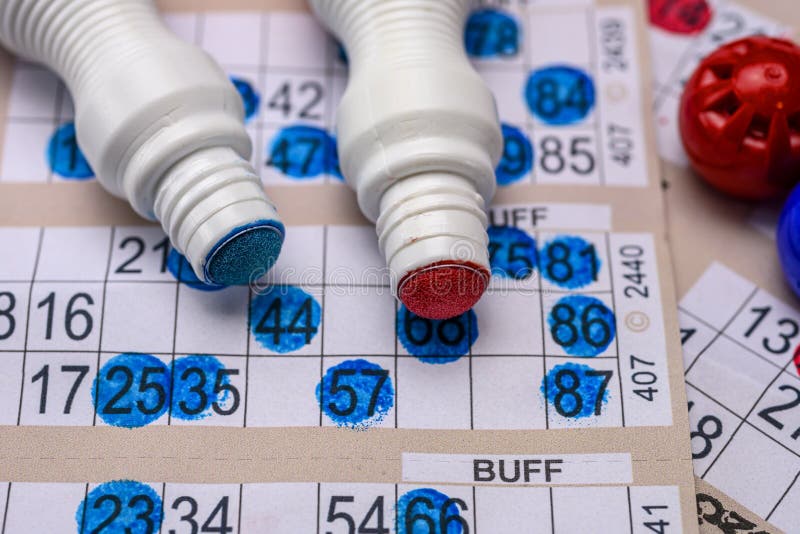Bingo cards and markers stock photo. Image of card, chance 181490558