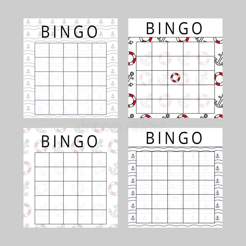 bingo cards for sea trips with place for numbers stock vector illustration of birthday anchor 192074194