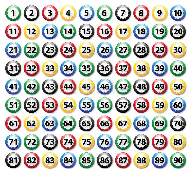 Bingo Game Balls 1-90, Isolated, Vector Illustration Stock Vector