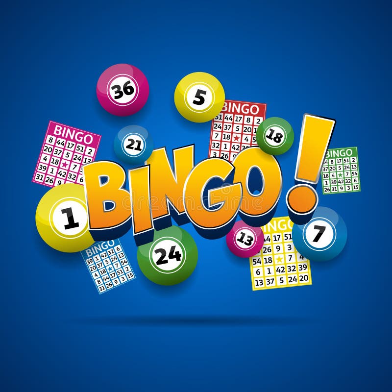 Bingo Lottery Balls and Bingo Cards Concept Stock Illustration