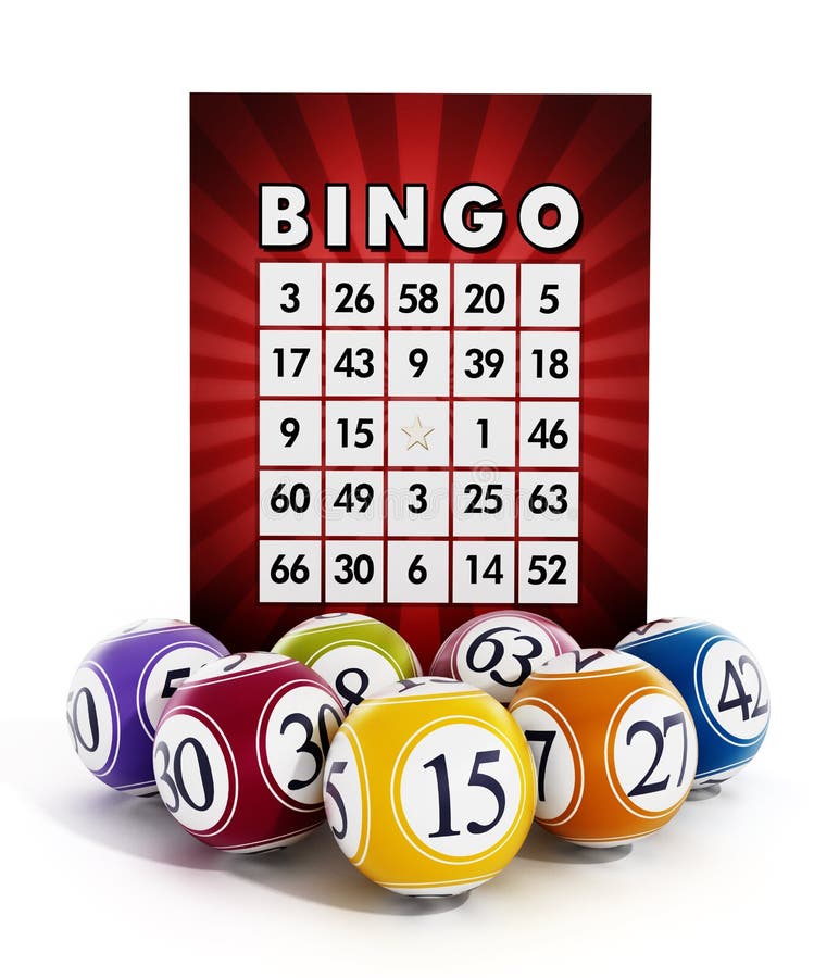 Bingokarte und -bälle mit Zahlen vektor abbildung Bingokarte und -bälle mit Zahlen vektor abbildung