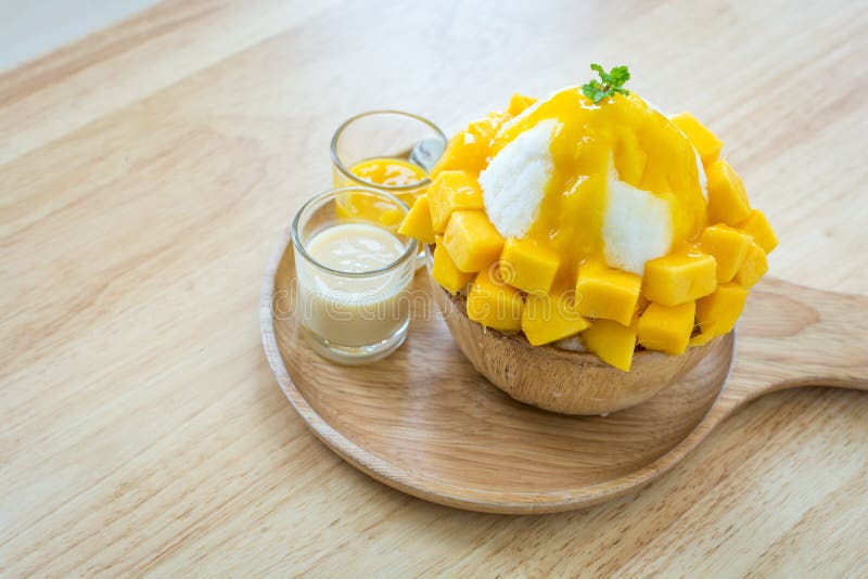 Bingsu mango stock photo. Image of served, food, korean - 84117052