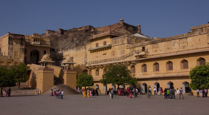 Binnenland van Amber Fort India stock foto Binnenland van Amber Fort India stock foto