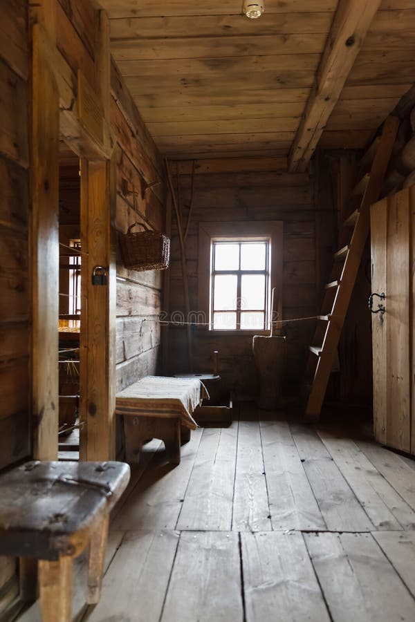 Binnenland van de Russische hut stock afbeeldingen Binnenland van de Russische hut stock afbeeldingen