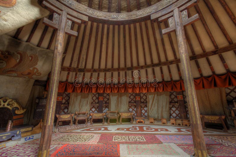 View of interior of the King's grand ger in Mongolia. View of interior of the King's grand ger in Mongolia