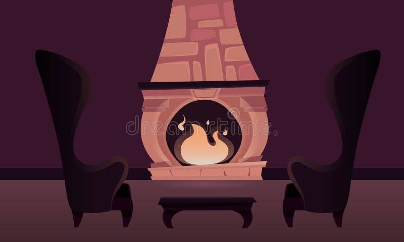 Binnenland van het kasteel met een open haard stock illustratie Binnenland van het kasteel met een open haard stock illustratie