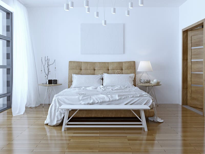 Binnenlands ontwerp: Grote moderne Slaapkamer stock foto Binnenlands ontwerp: Grote moderne Slaapkamer stock foto