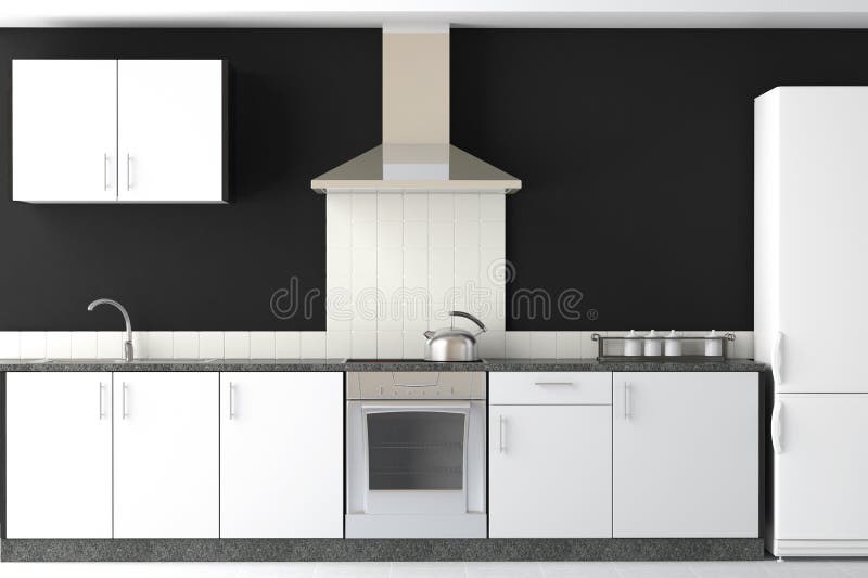 Binnenlands ontwerp van moderne zwarte keuken stock illustratie ... Moderne zwarte keuken