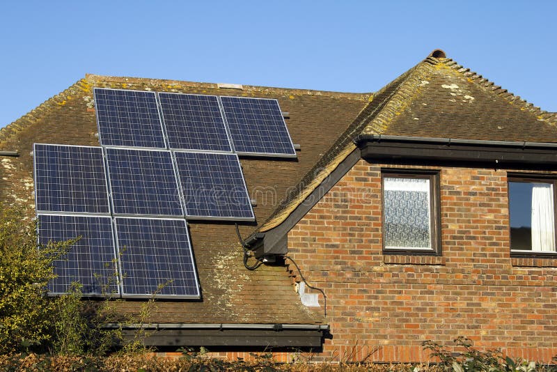 Solar panels catching the sun's rays on private home. Solar panels catching the sun's rays on private home