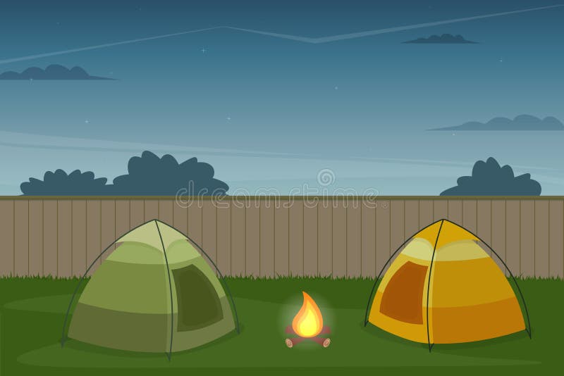 Backyard campout illustration. Vector image. Backyard campout illustration. Vector image