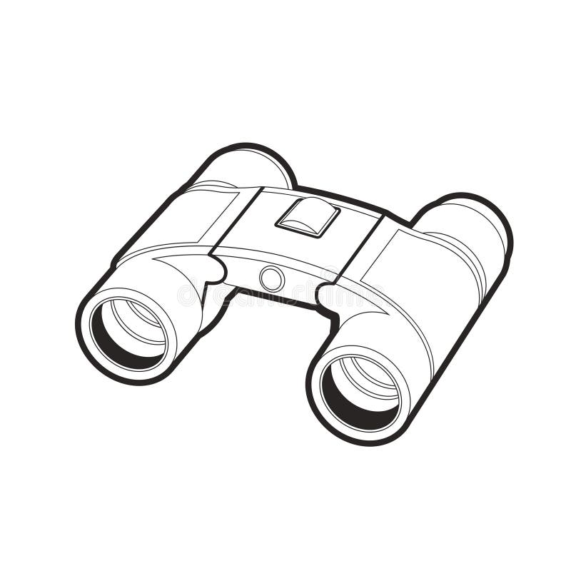 Outline Binocular Vector Icon. Isolated Black Simple Line Element