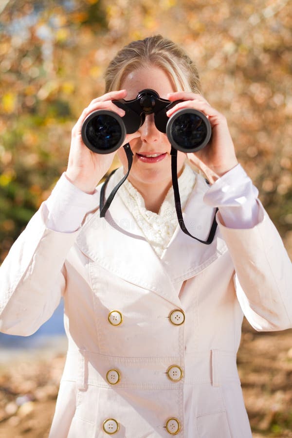 Woman Binoculars Bird Watching Stock Image Image of adult, female