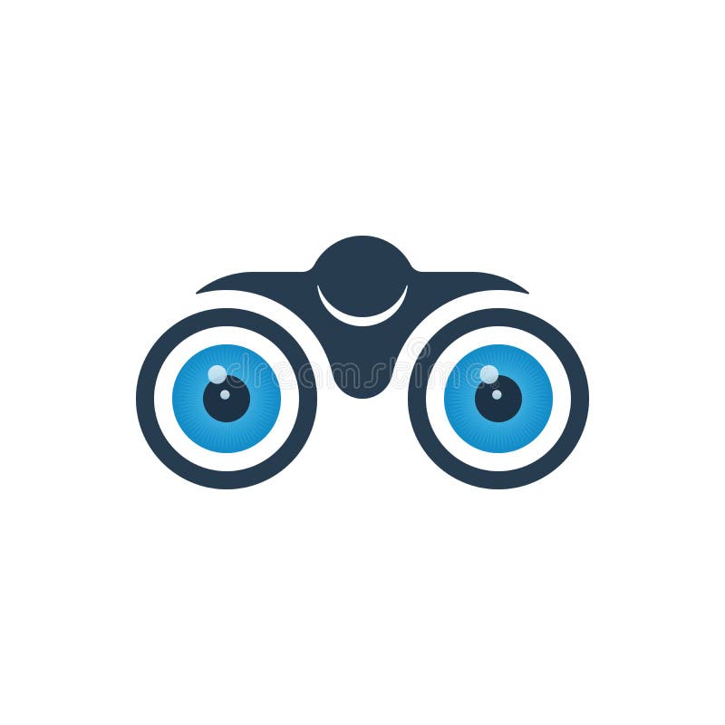 Binoculars and eyes icon stock illustration. Illustration of optometry