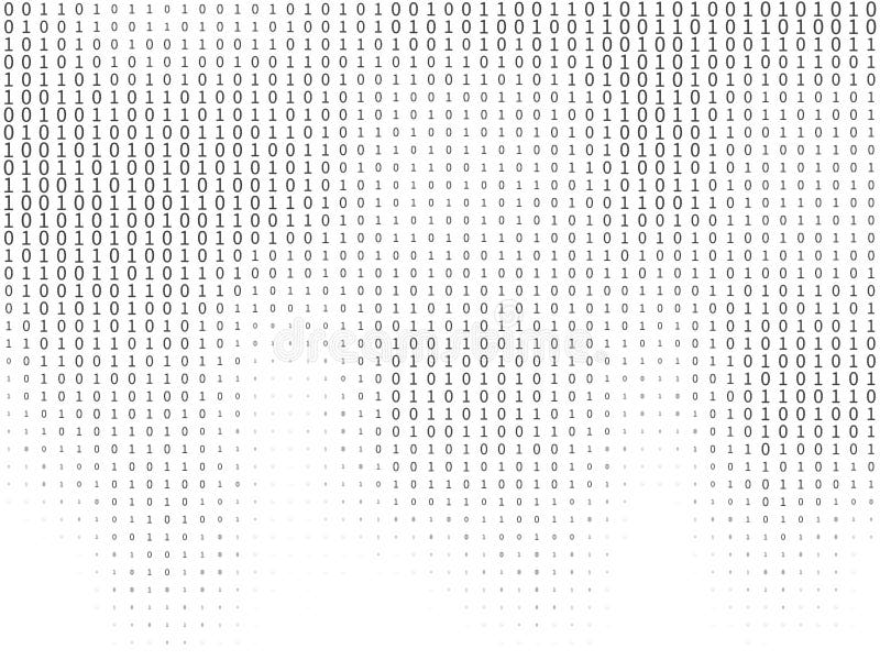 Binär kod Datornummer för direktuppspelning och kryptering för programmering, datoralgoritmer matriskodning Hacker royaltyfri illustrationer