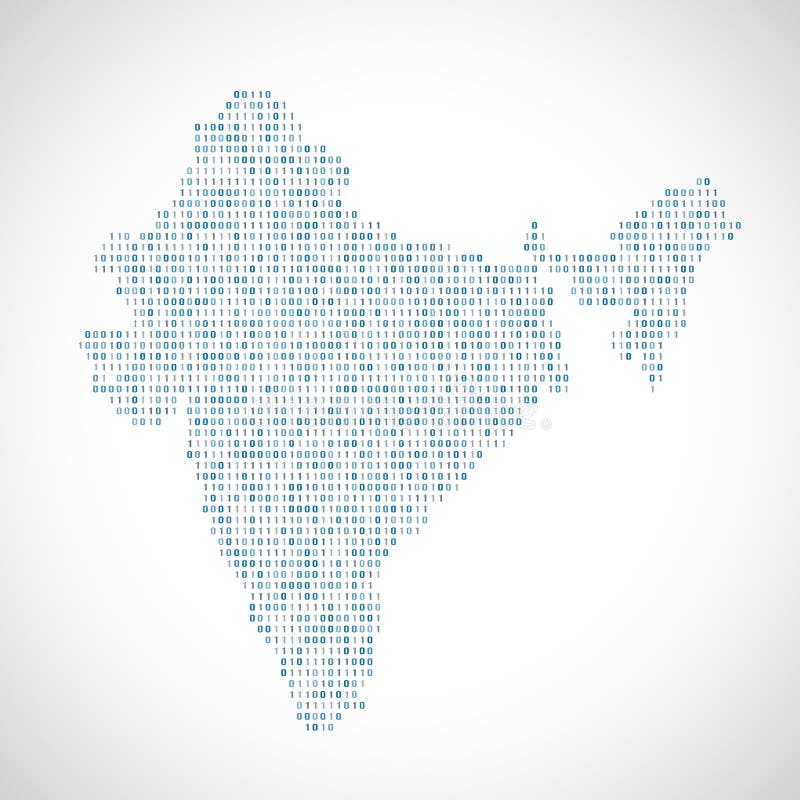 Binäre digital erzeugte Karte von Indien vektor abbildung Binäre digital erzeugte Karte von Indien vektor abbildung