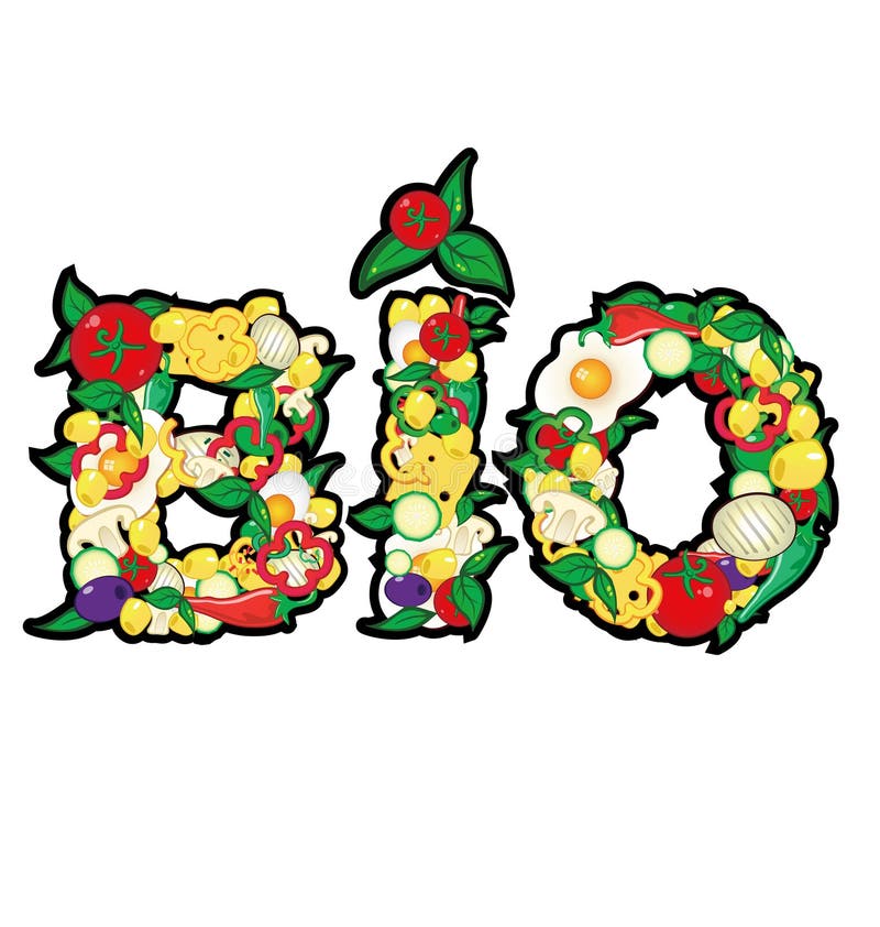 Bio com elemento do alimento ilustração stock Bio com elemento do alimento ilustração stock