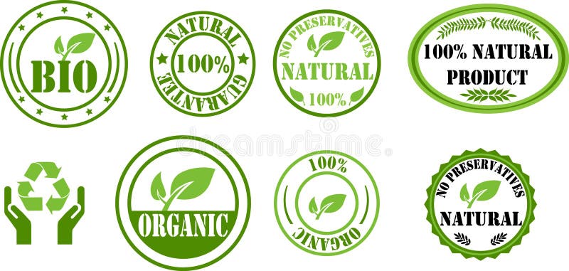 Timbri biologici e organici royalty illustrazione gratis