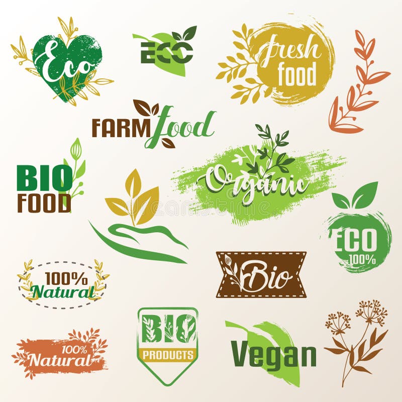 Bio, Eco Products Label Collection Stock Vector - Illustration of green ...