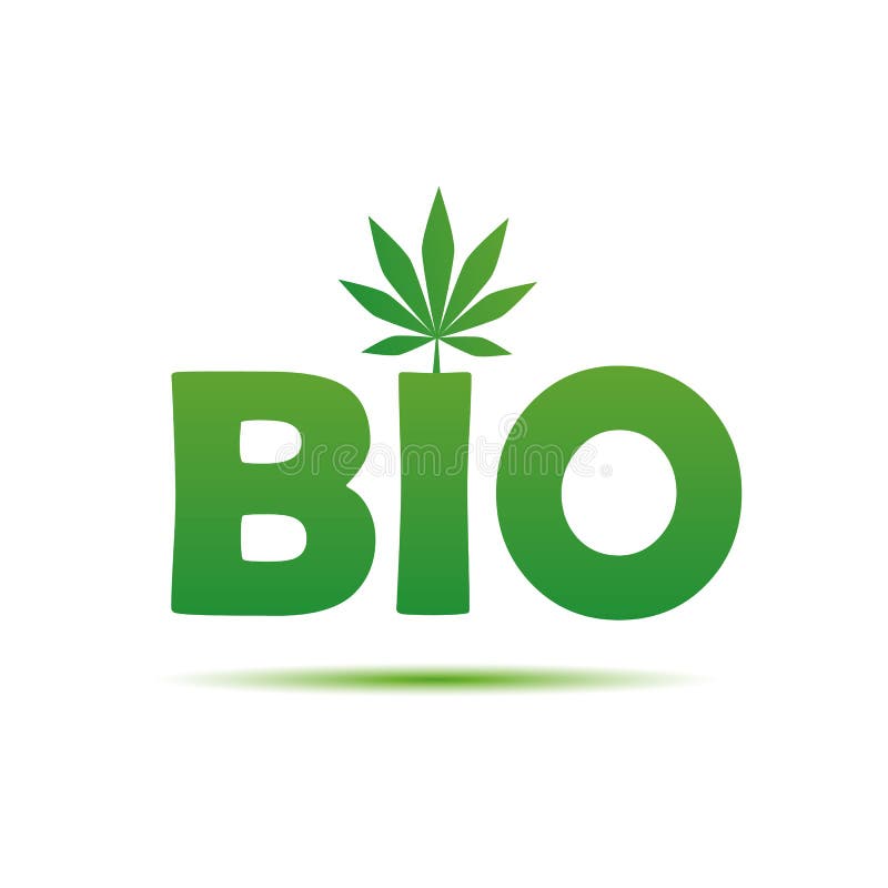 Bio groene typografie met cannabisblad royalty-vrije illustratie Bio groene typografie met cannabisblad royalty-vrije illustratie