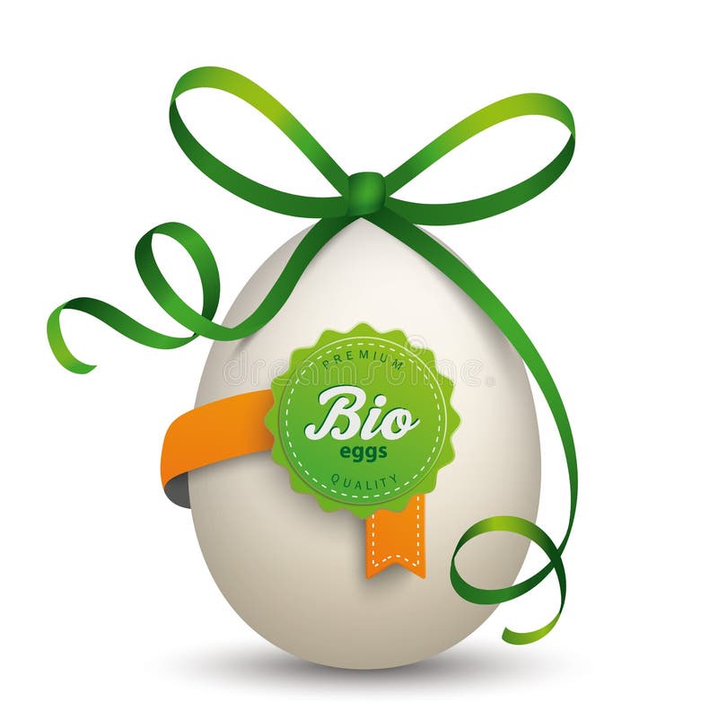Bio- nastro di verde dell'uovo dell'etichetta royalty illustrazione gratis Bio- nastro di verde dell'uovo dell'etichetta royalty illustrazione gratis