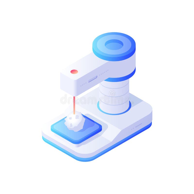 Biochemical electronic analyzer isometric vector. Modern white device with blue analytical details. royalty free illustration