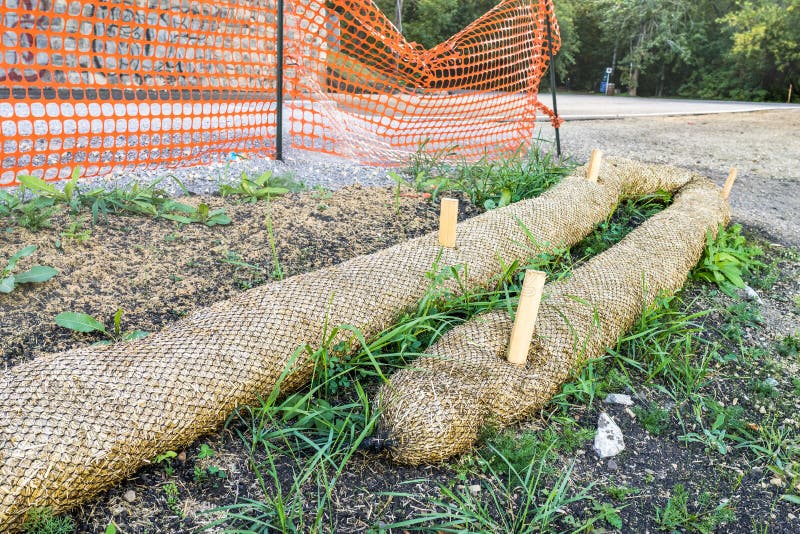 Biodegradable Erosion Control Straw Sock Stock Image Image of control