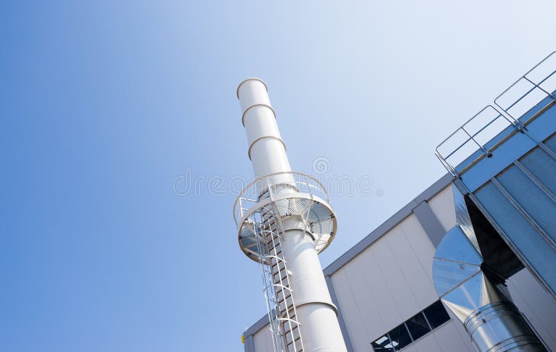 Biogas chimney and silo in recycling waste to energy plant stock images Biogas chimney and silo in recycling waste to energy plant stock images