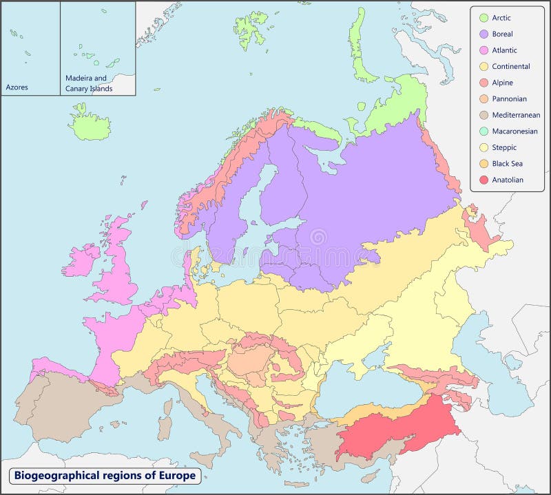 Regioner Av Europa, Politisk översikt, Med Enkla Länder Vektor