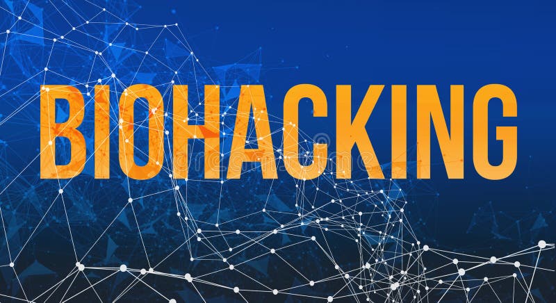 Biohacking theme with abstract network lines stock photos