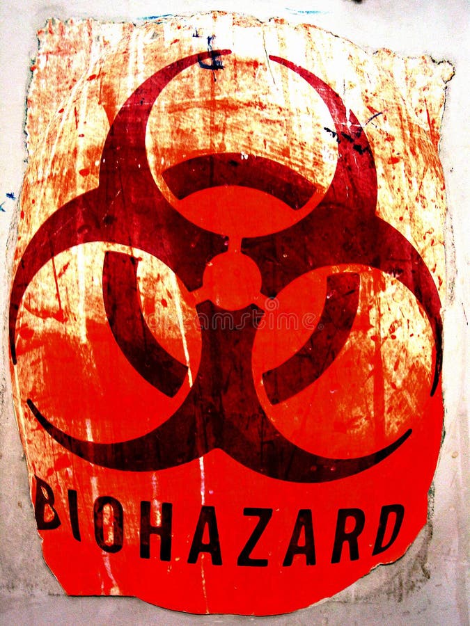 A deteriorated Biohazard warning sign with enhanced contrast effect. Contrast enhanced stock images, royalty-free photos and pictures