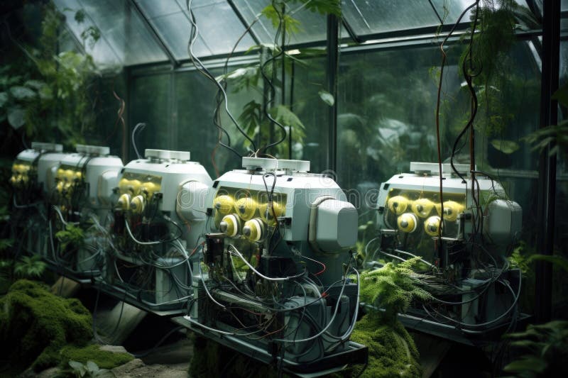 Biohybrid robots energy source and battery system, created with generative ai AI generated