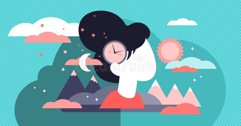 Biological clock vector illustration. Tiny aging childless persons concept.