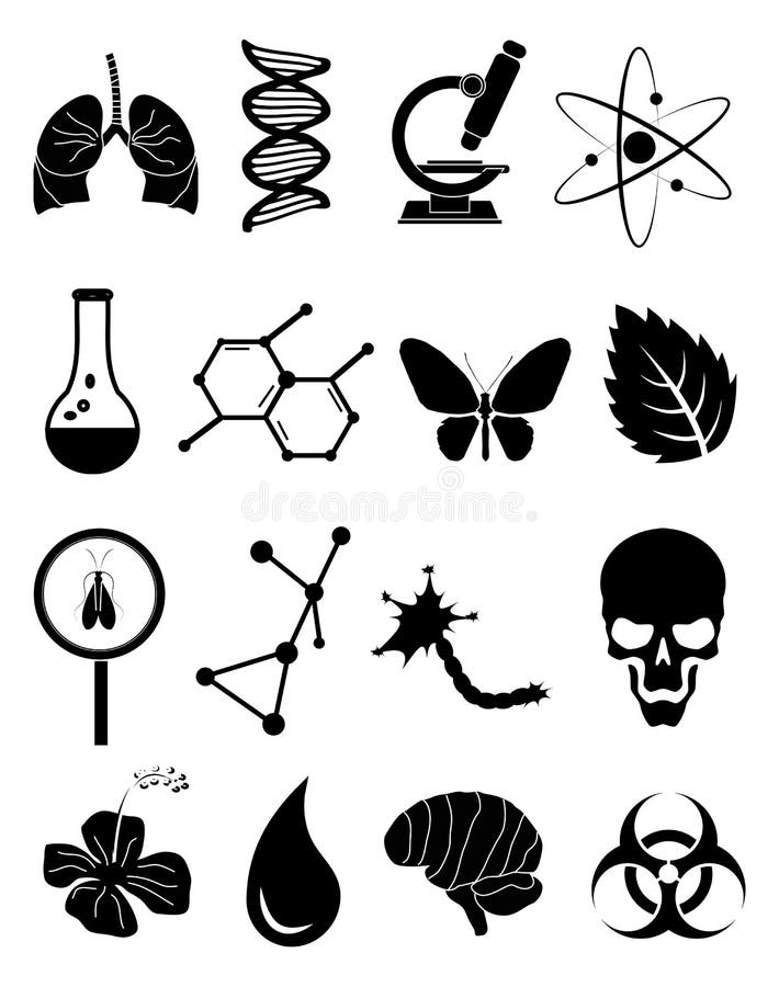 Biology science icons set