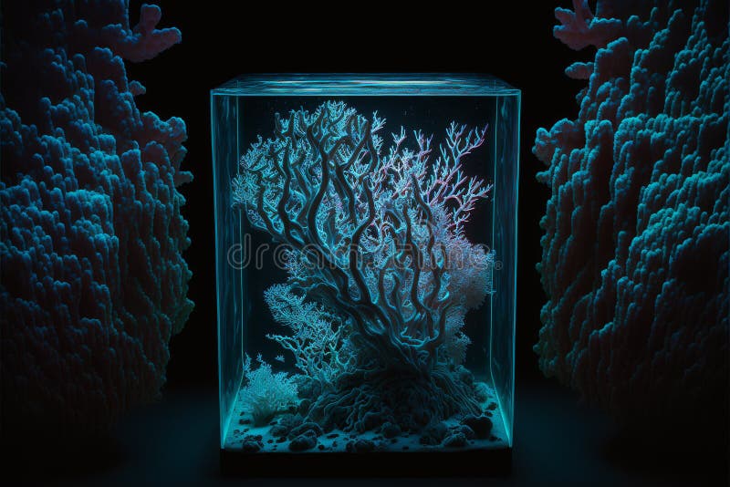 Bioluminescent Coral in a Designer Concept Design Aquarium royalty free illustration